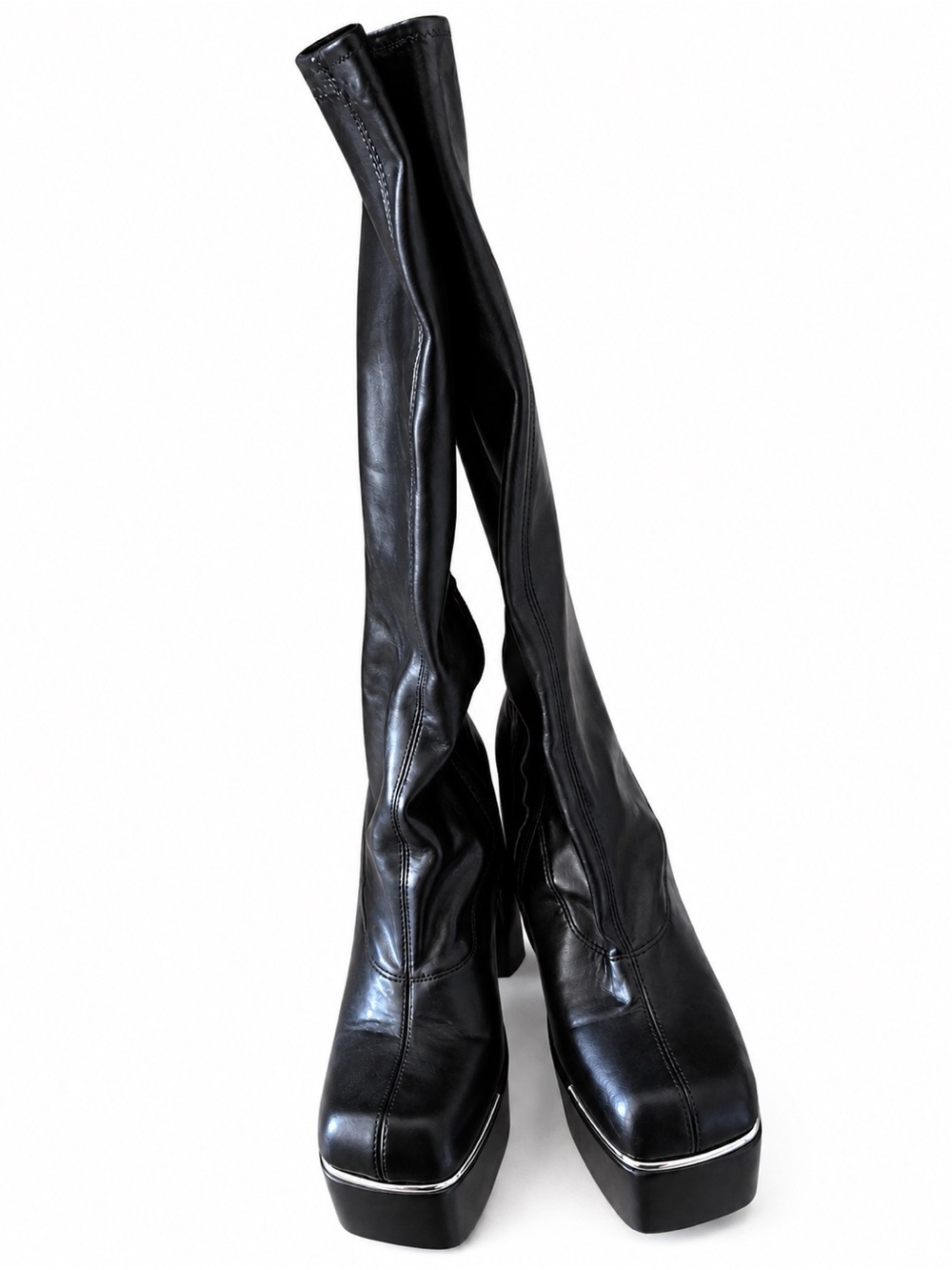 Black Platform Knee-High Women's Boots